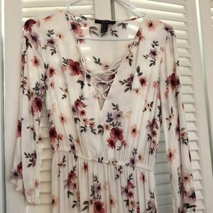 Beautiful White Floral Bohemian Maxi Long Slit